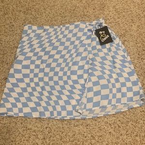 Blue and white checkered skirt for girls